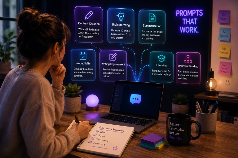 Illustration of best prompt engineering tools for AI workflows featuring practical AI systems, workflow automation concepts, and modern productivity-focused AI tooling in a creative workspace.