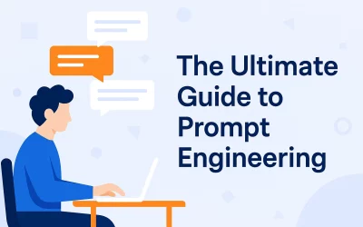 Illustrated banner showing abstract AI patterns and text elements, representing the Ultimate Guide to Prompt Engineering for 2025