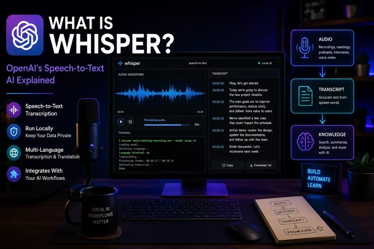 What Is Whisper? OpenAI speech-to-text AI converting audio recordings into searchable text for local AI workflows