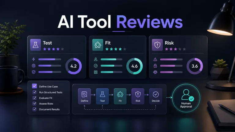 GetPrompting feature image showing AI tool review cards for testing workflow fit risk and human approval