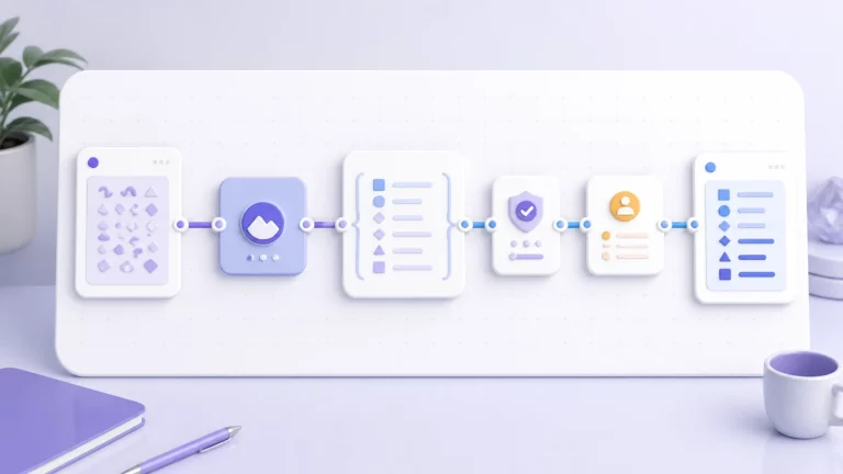 Workflow illustration showing rough input becoming validated structured output before human review.